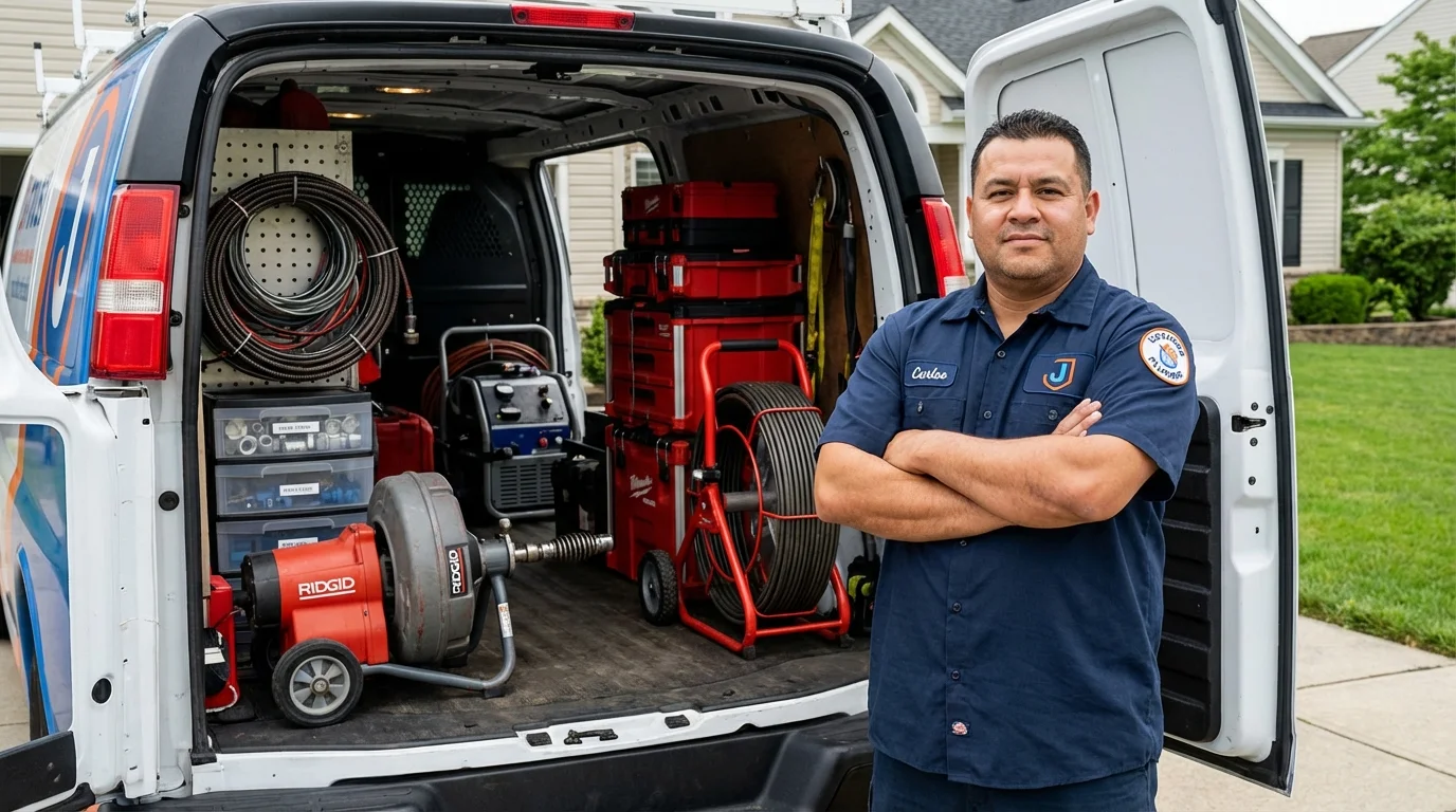 Professional drain cleaning equipment and Johns Plumbing LLC plumber in Fairdale