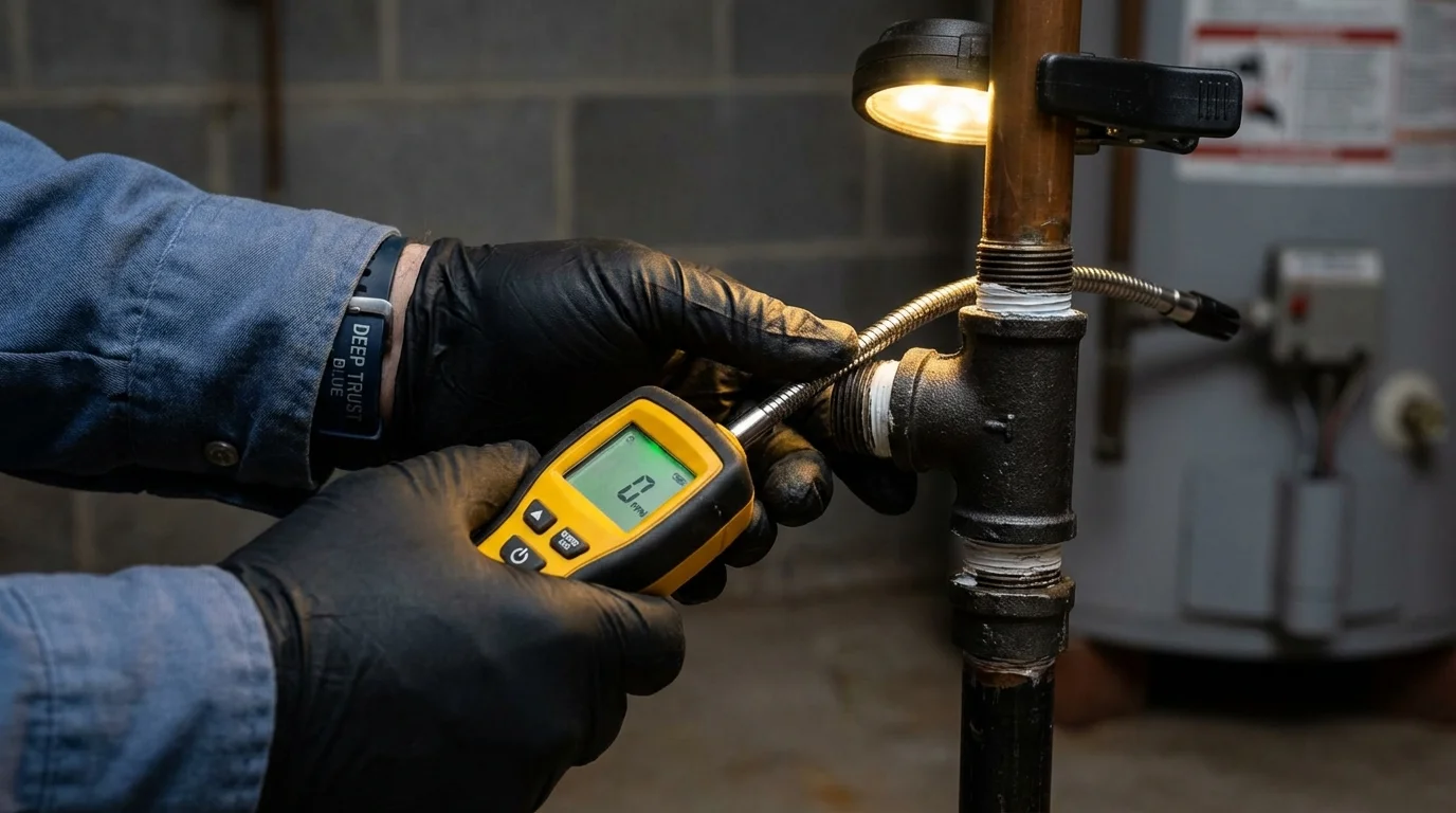 Gas leak detection with electronic sniffer by Johns Plumbing LLC in Fairdale